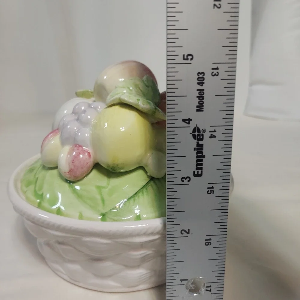 Vintage Elizabeth Arden Ceramic Fruit‎ Basket Trinket Candy Dish Lid Japan